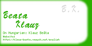 beata klauz business card